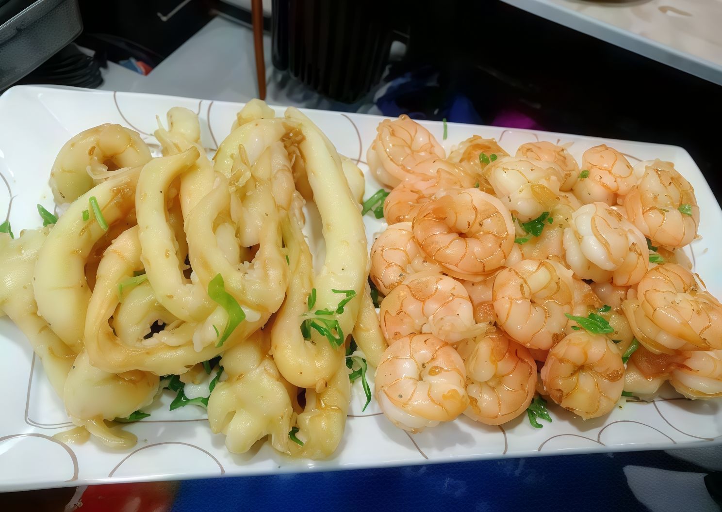 Squid and shrimp meal