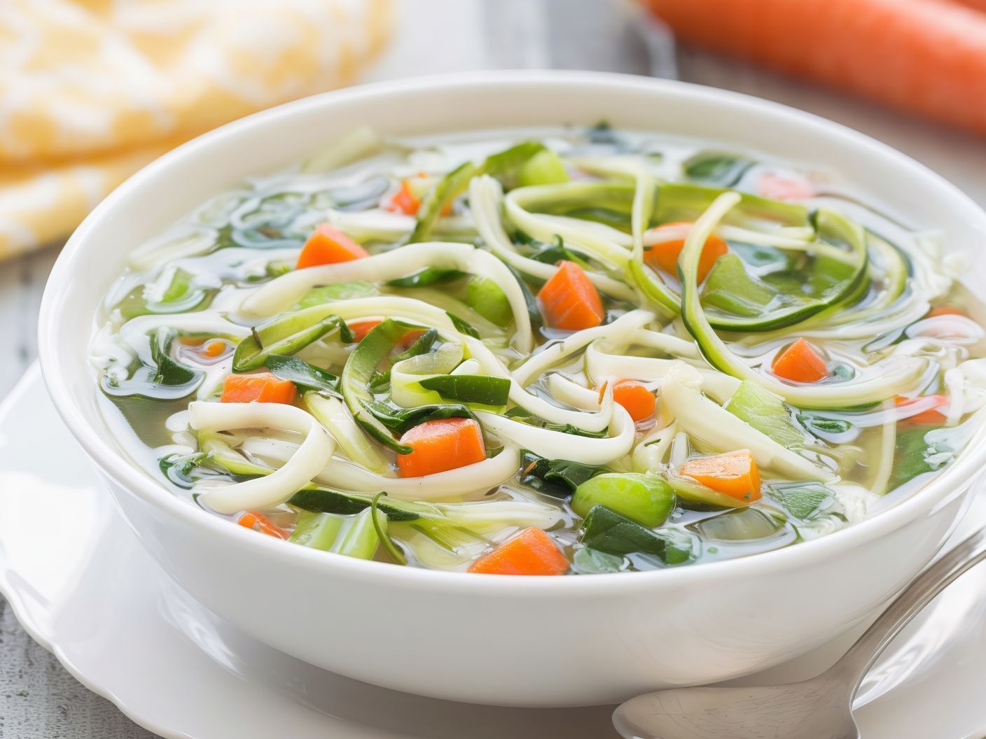 Vegetarian Vegetables Noodles Soup
