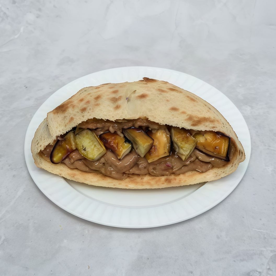 Foul With Eggplant Slices Sandwich