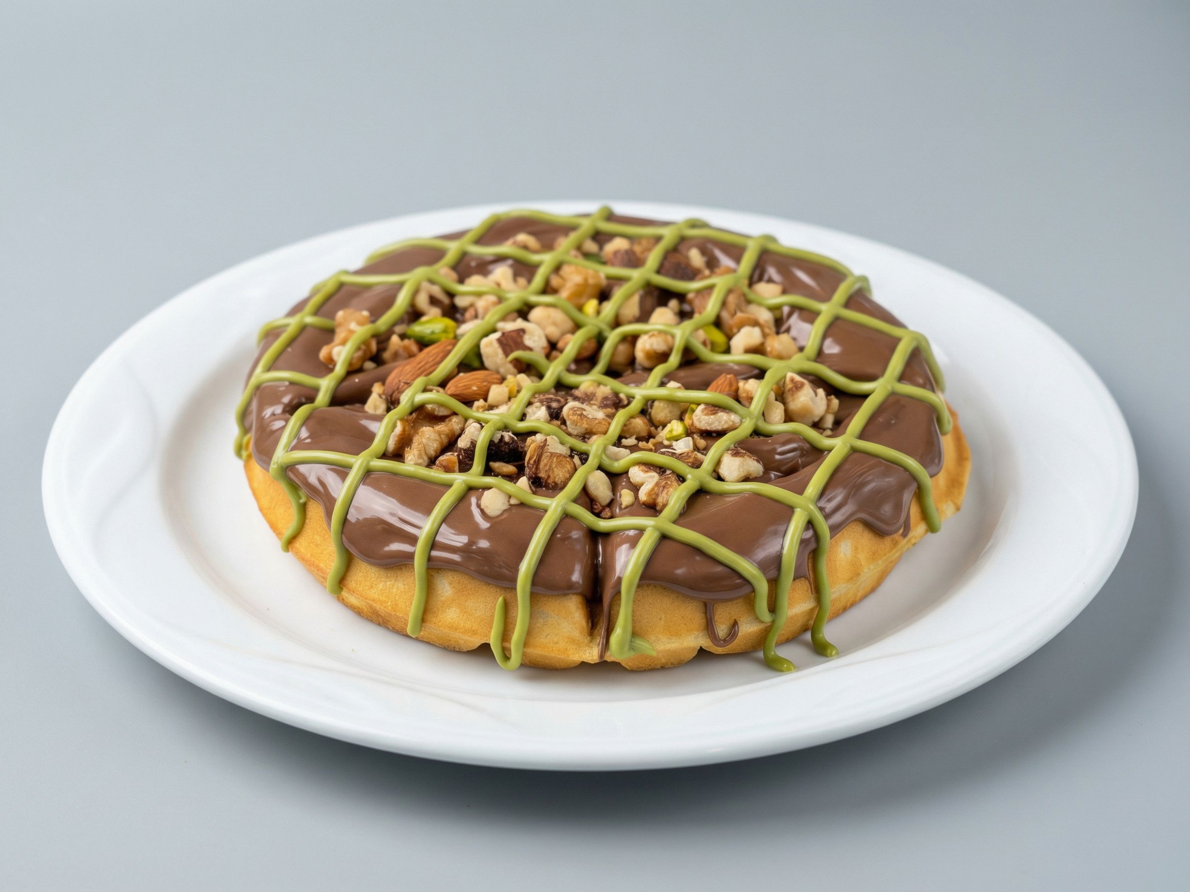 Waffle With Pistachio Butter And Nuts