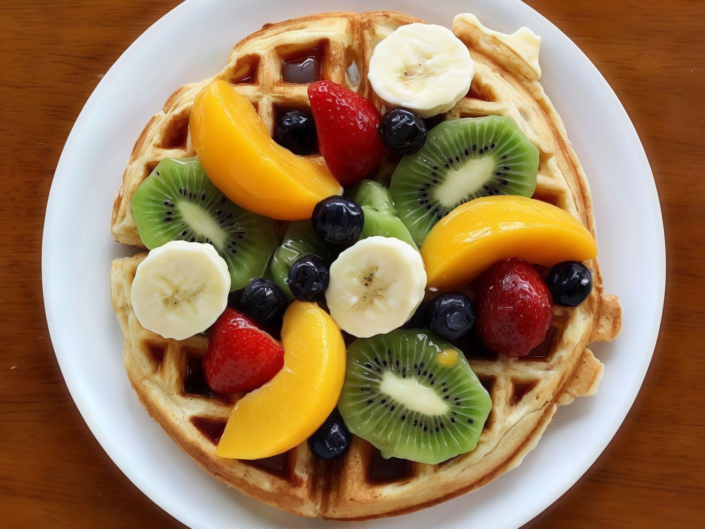 Fruit Waffle with Nutella Chocolate Half and White Chocolate Half
