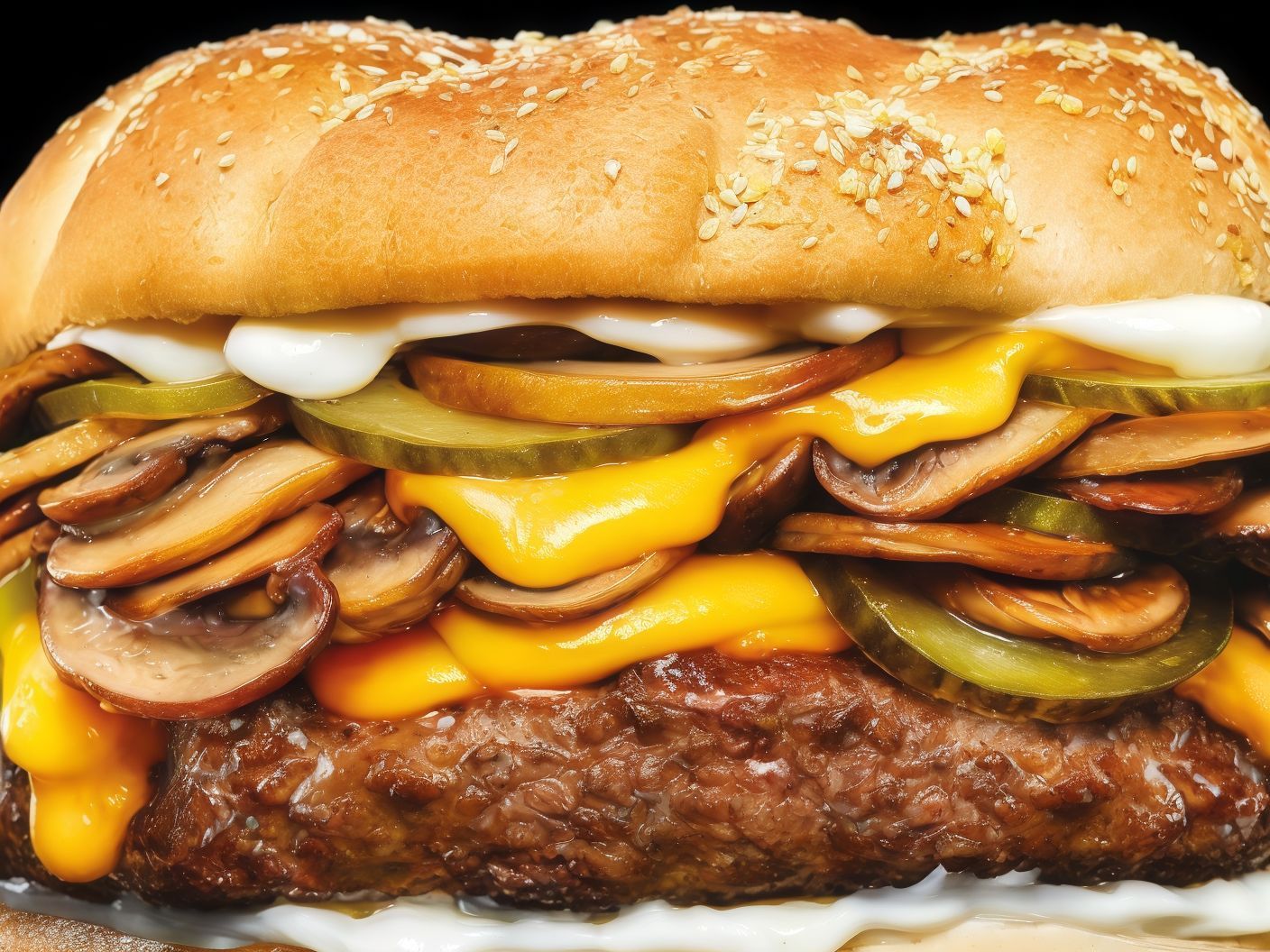 Mushroom Burger Sandwich