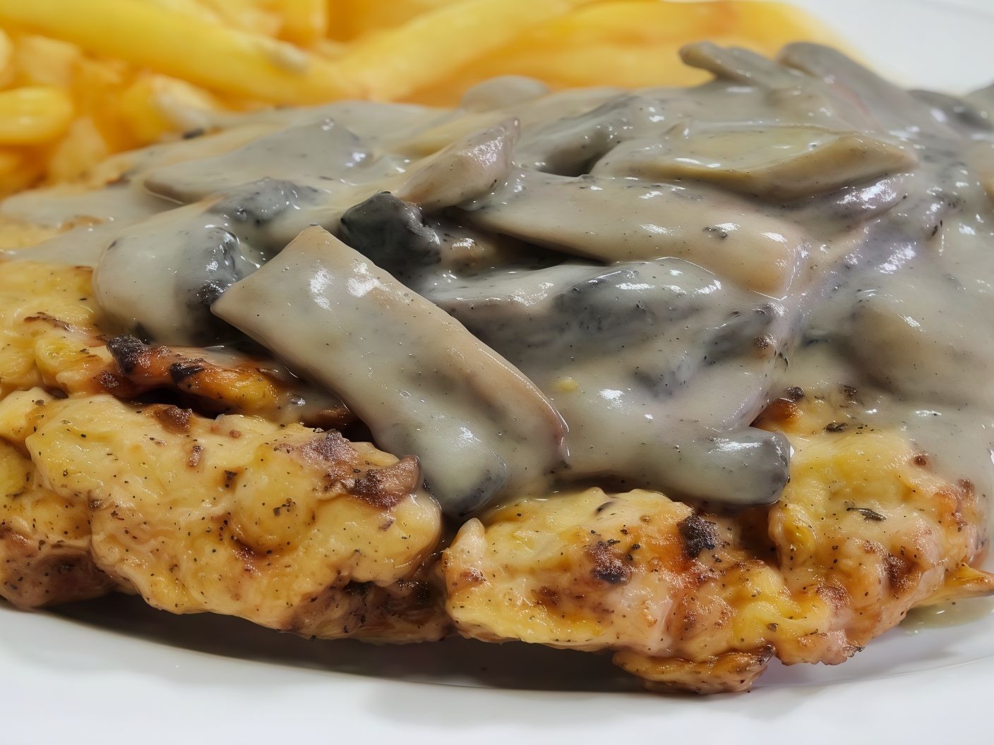 Veal with mushroom creamy sauce