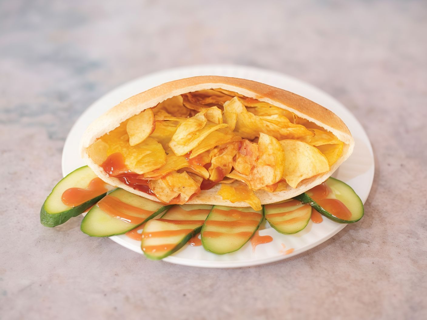 Potato Chips Sandwich with Ketchup