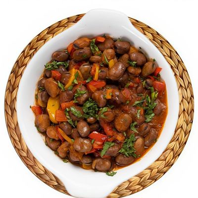 Foul With Oriental Sausage And Eggplant Casserole