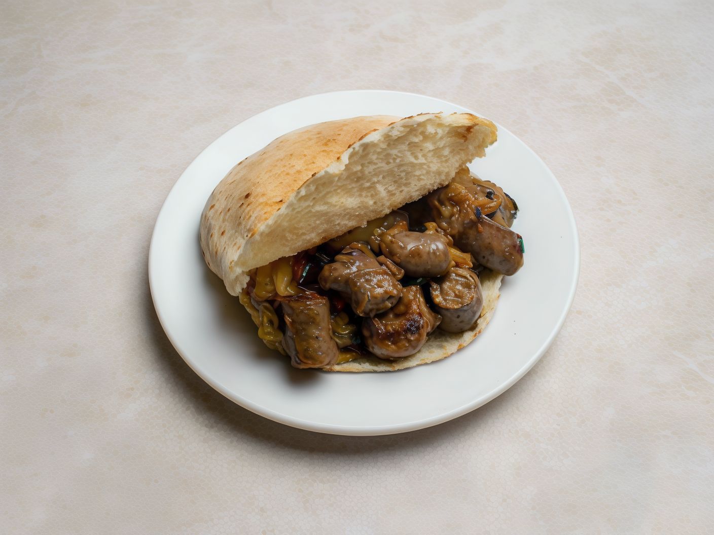 Oriental Sausage With Tahina Sandwich