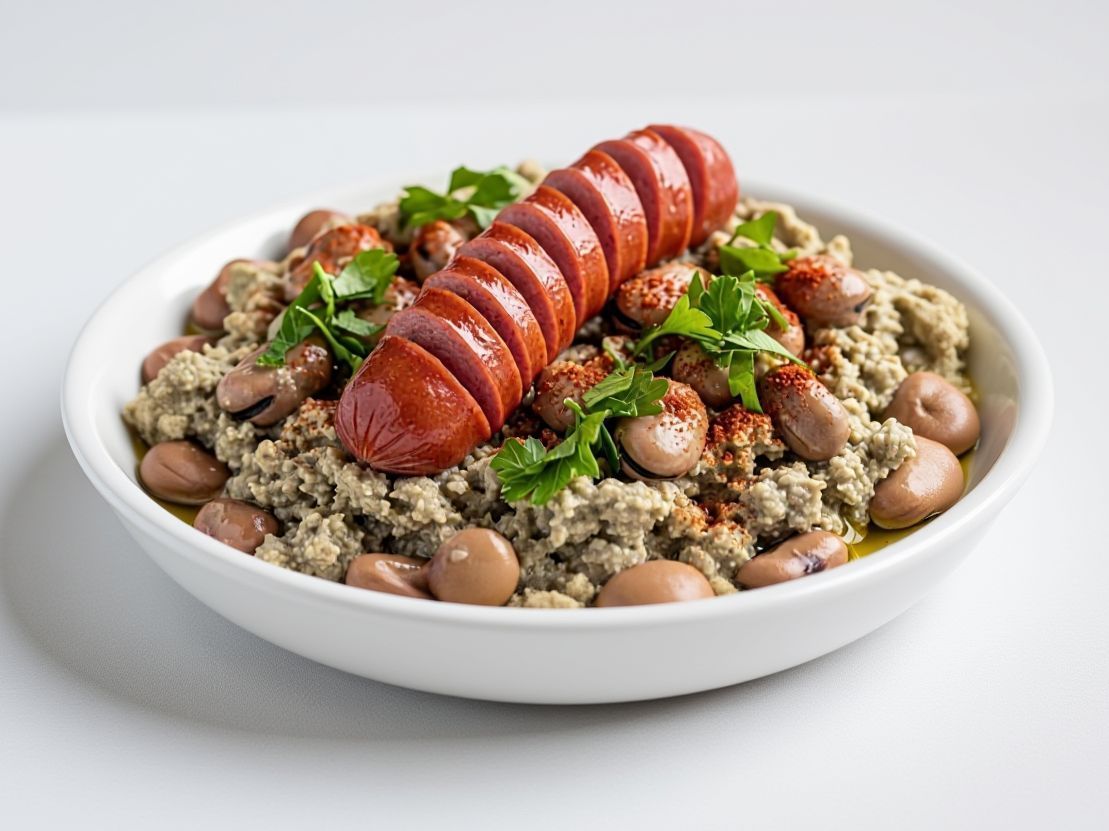 Foul Medames With Hotdog