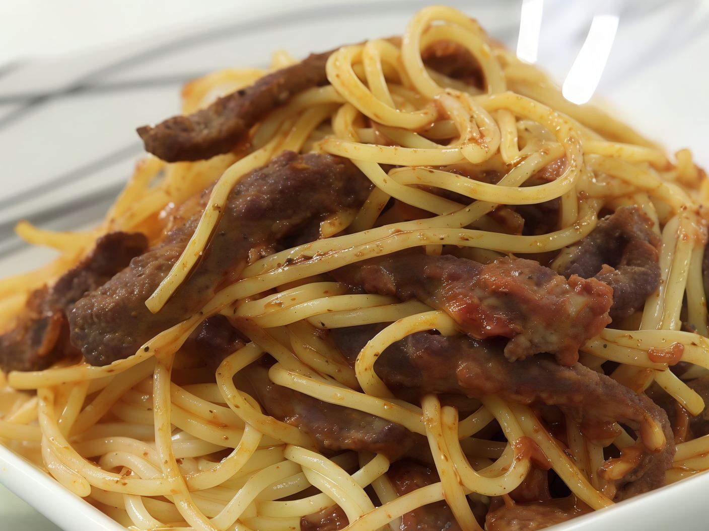 Spaghetti With Meat Shawerma Platter