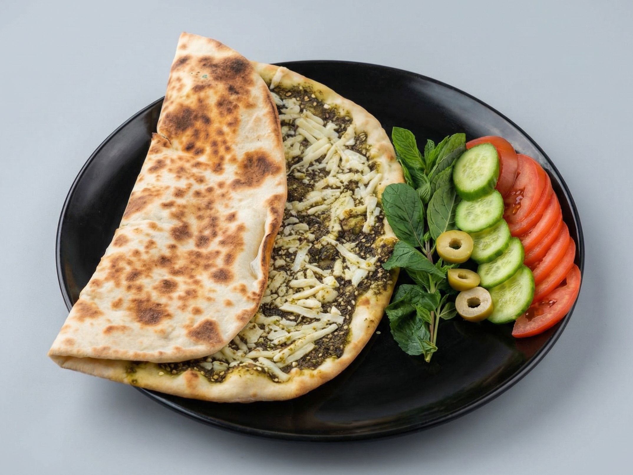 Zaatar Manoucheh With Halloumi Cheese