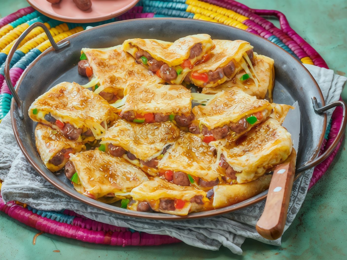 Sausage pie with pomegranate molasses