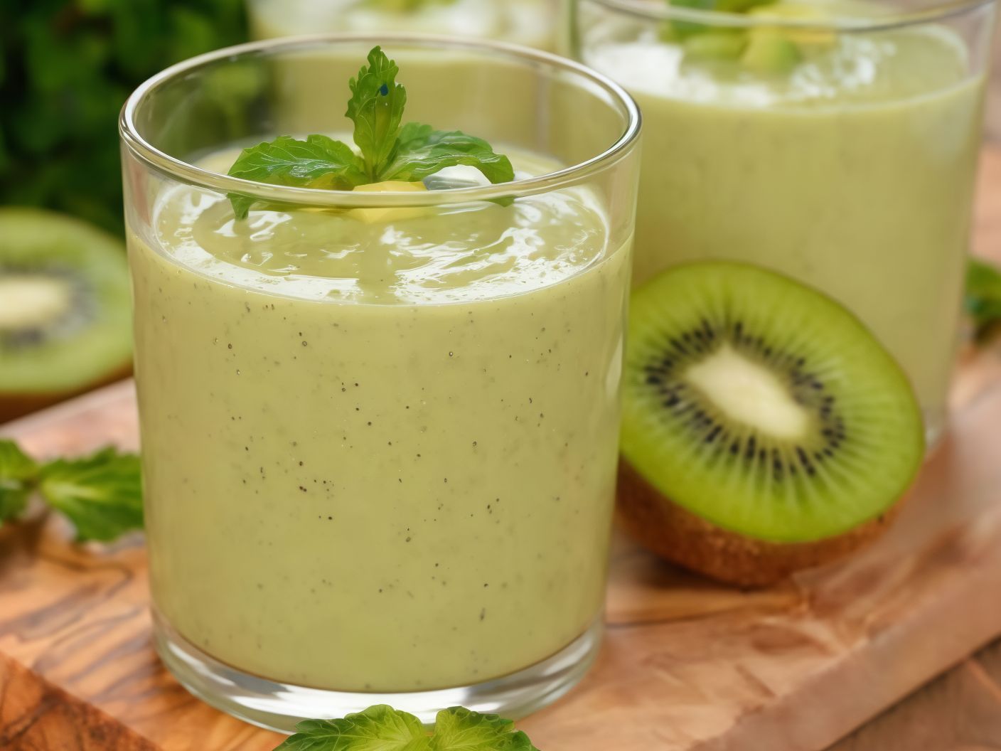 Avocado with kiwi and cream