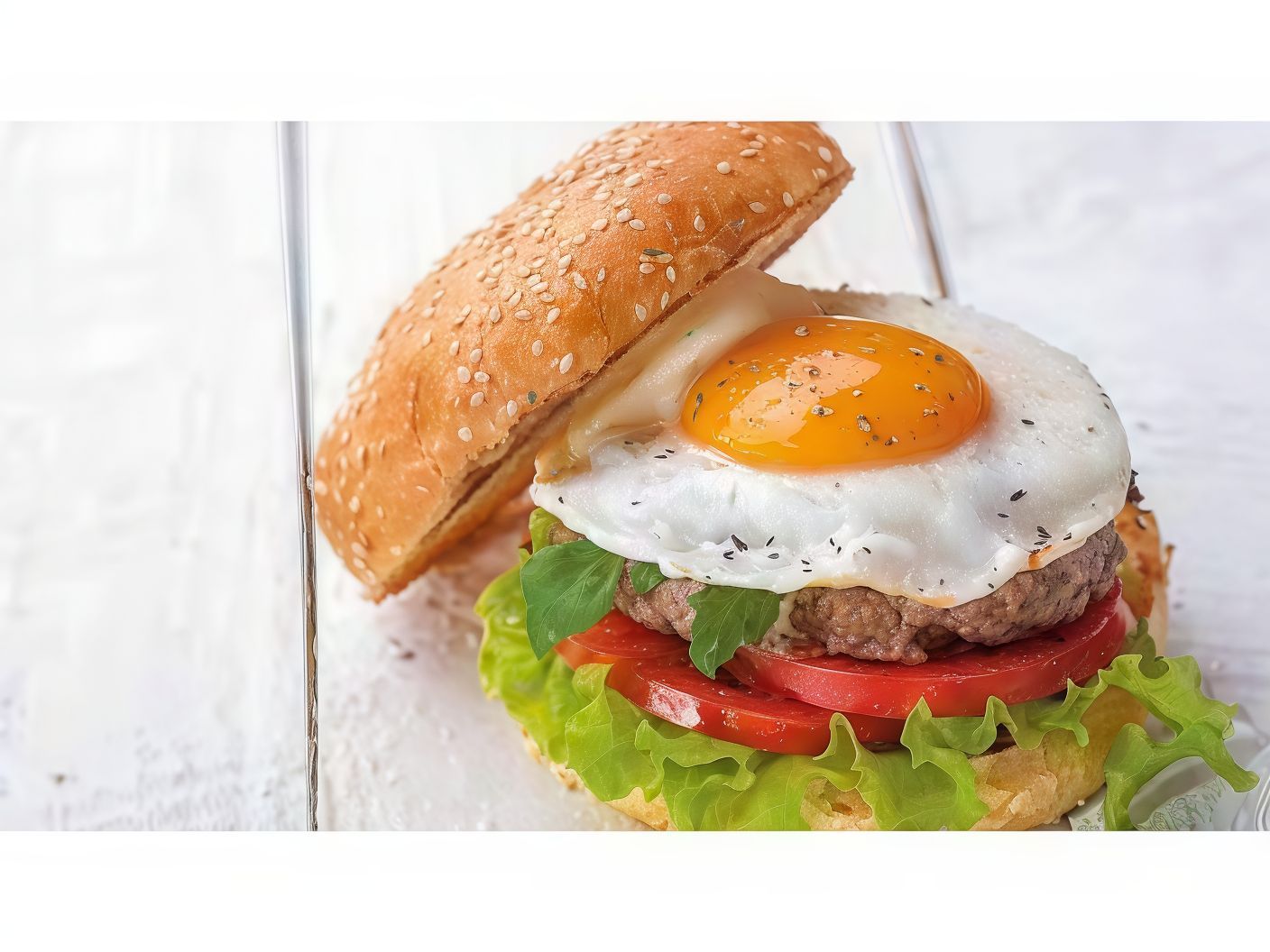 Beef Burger With Eggs Sandwich