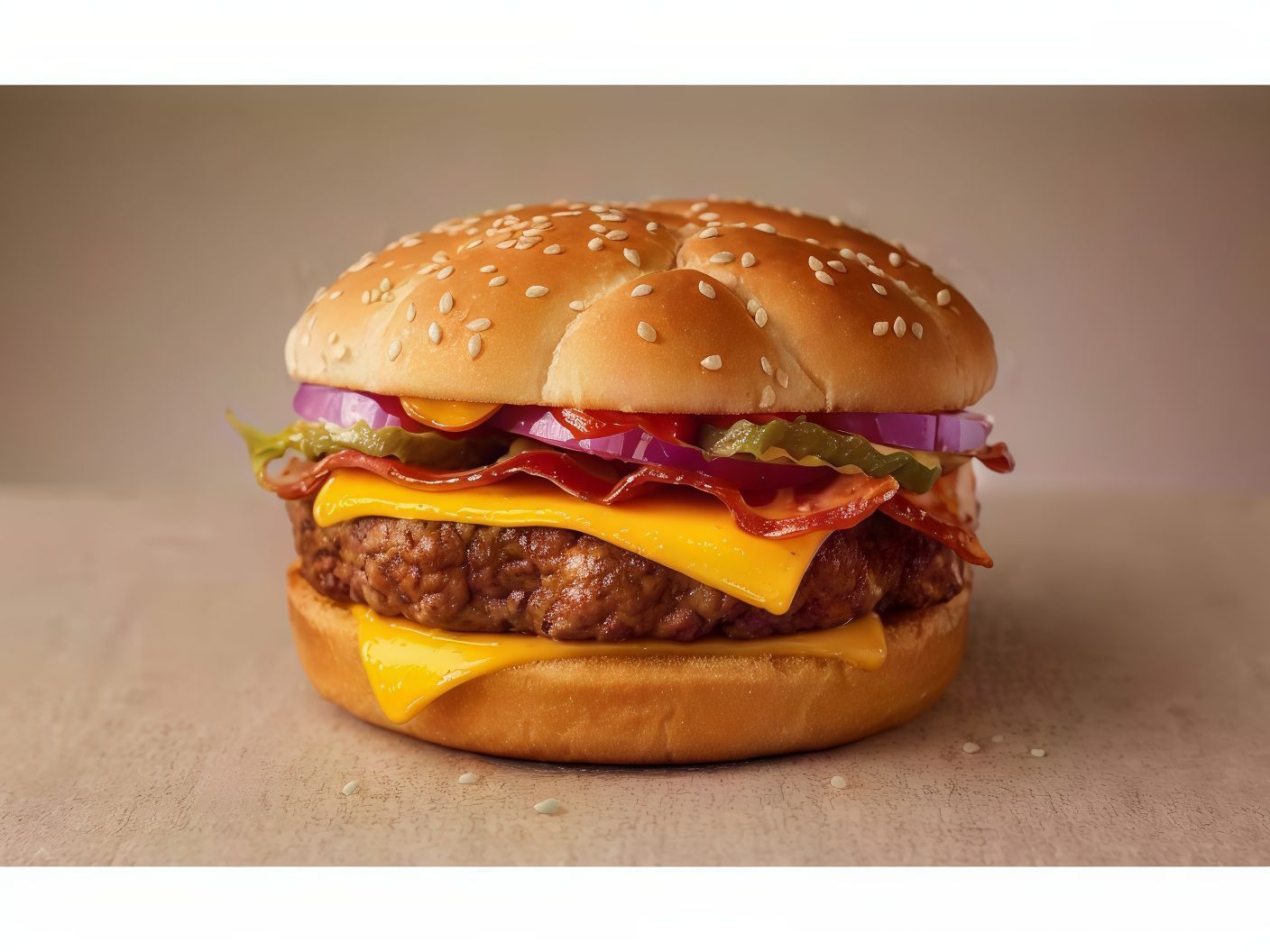 Beef Burger With Cheese Sandwich