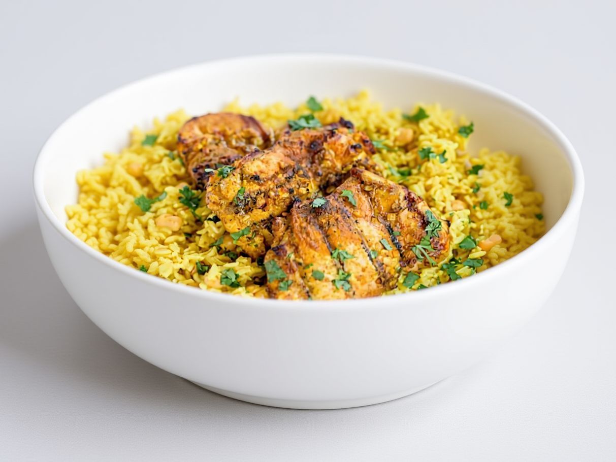 Grilled Chicken Breasts With Basmati Rice And Fattoush Salad