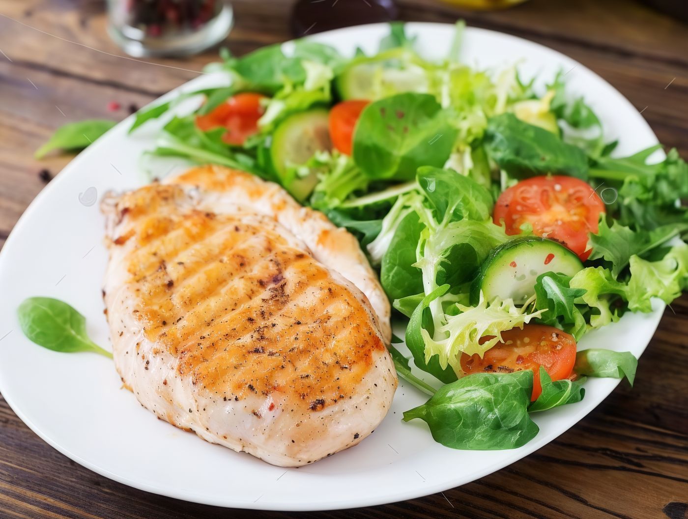 Grilled Chicken Breasts With Green Salad