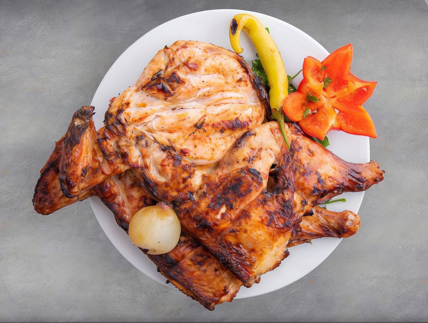 Plain Grilled Chicken With Fries And Salad