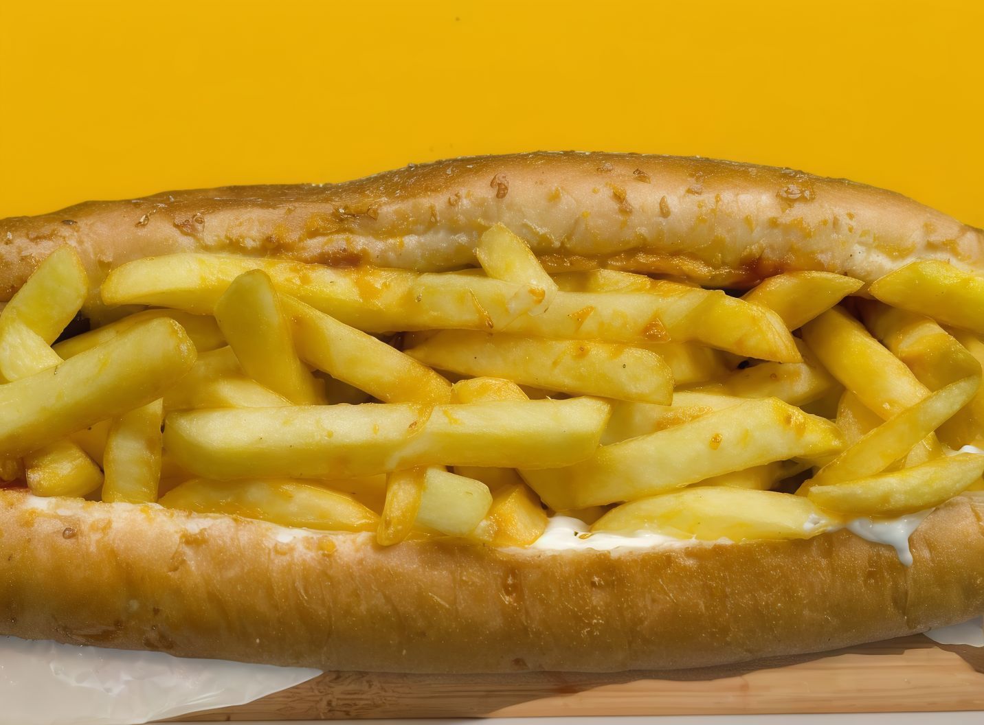 French Fries Sandwich with Oven Mozzarella Cheese