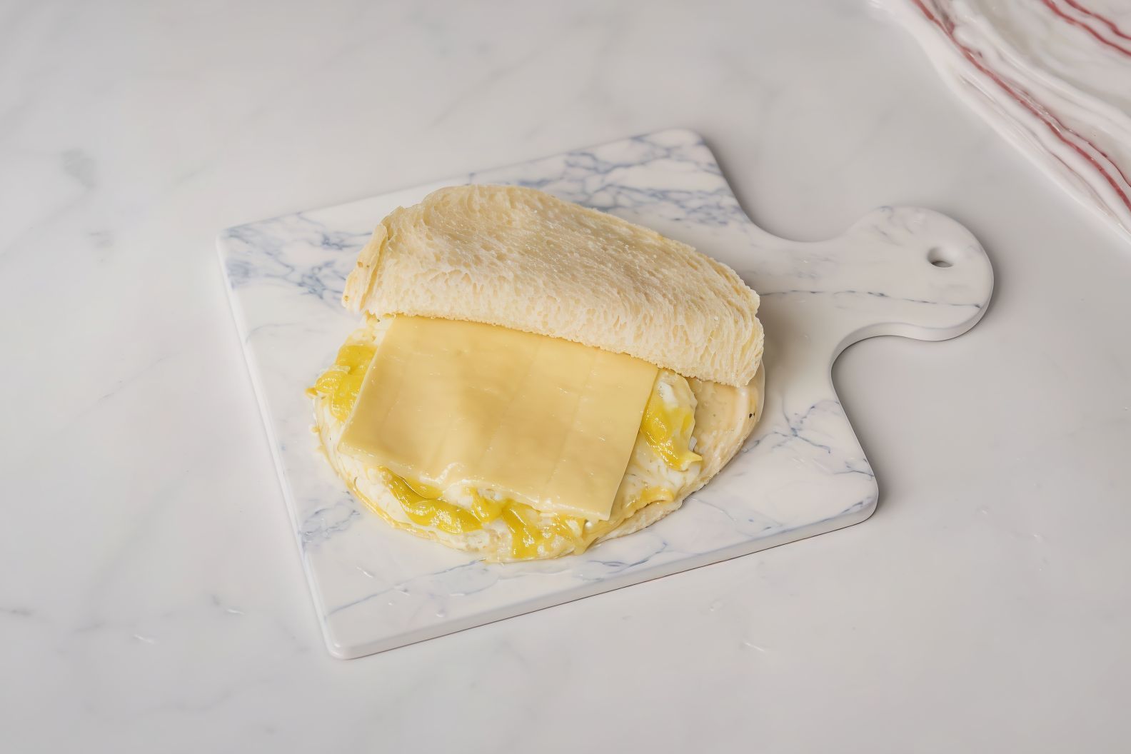 Omelette Egg With Cheddar Cheese Sandwich