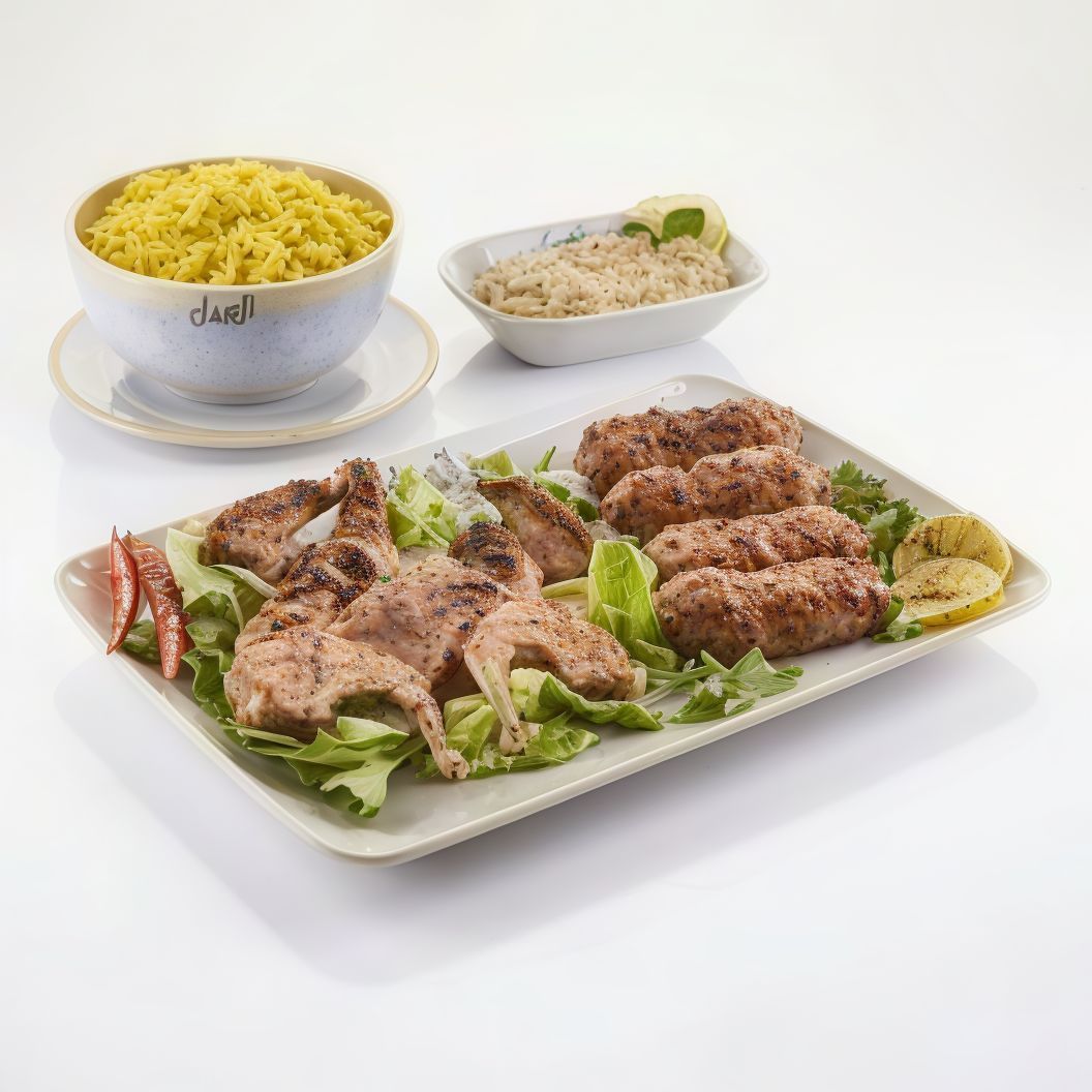 Grilled Kofta And Quarter Of Chicken