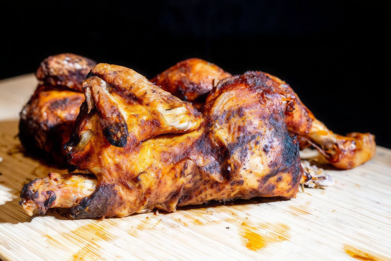 Half stuffed chicken