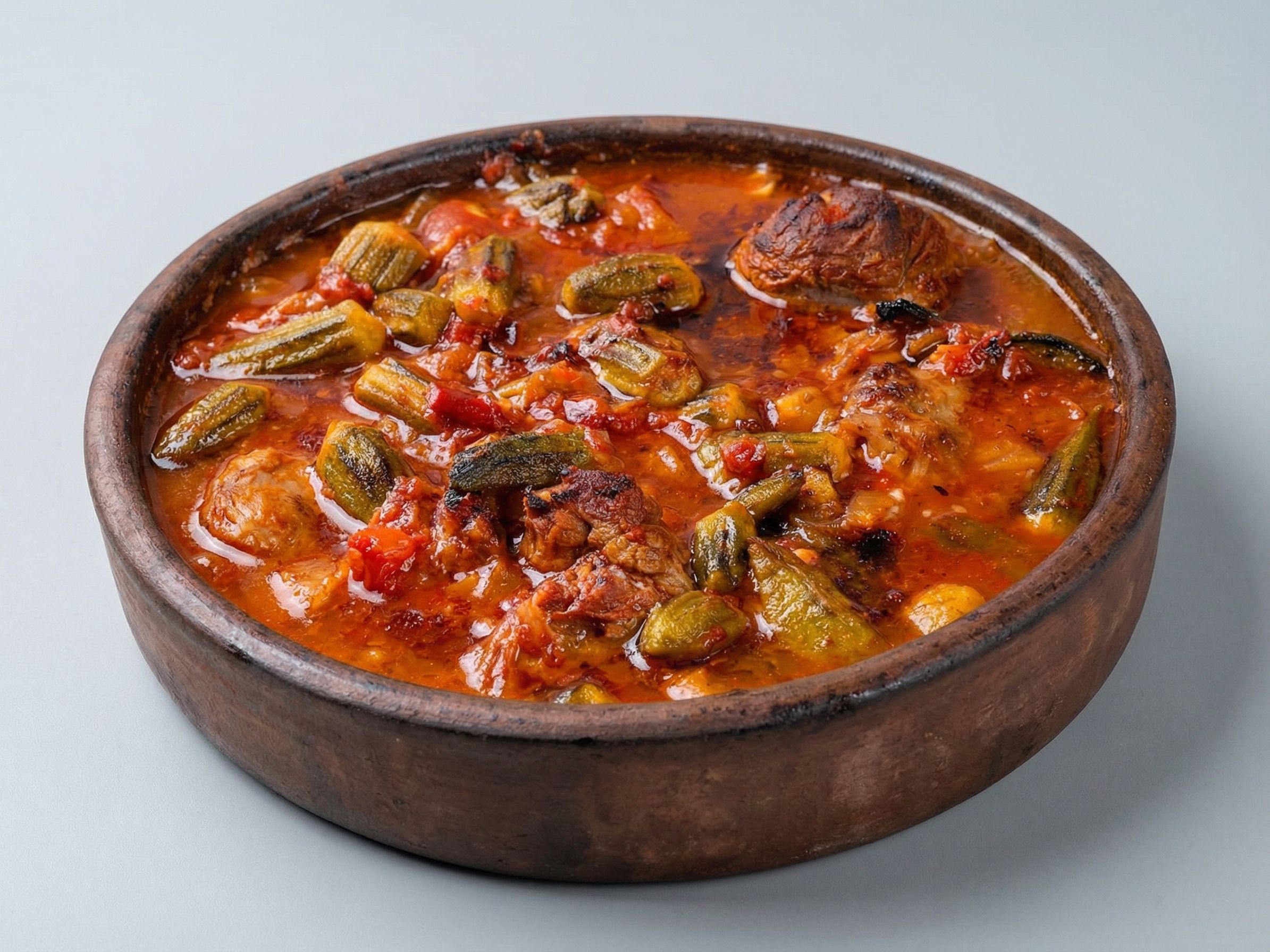 Okra casserole with meat