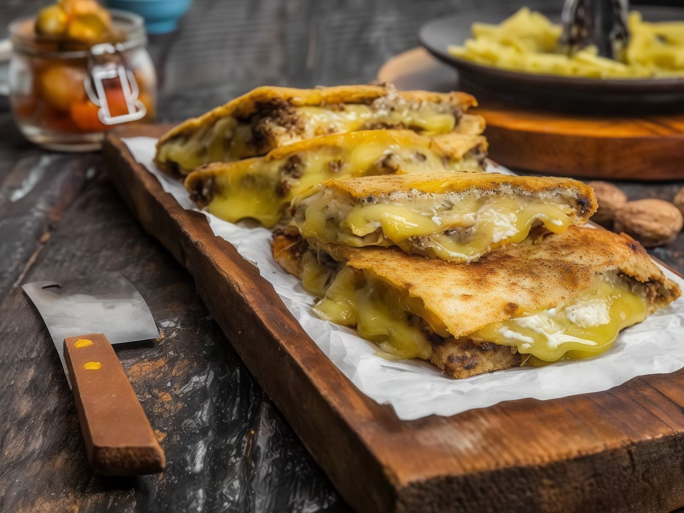 2 Charcoal Hawawshi With Roumi Cheese Sandwiches