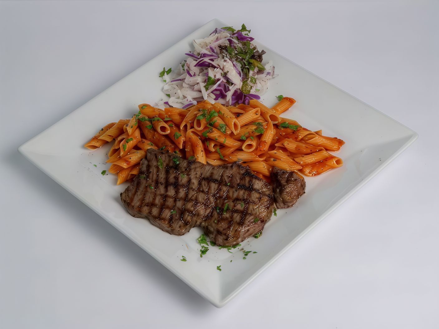 Grilled Steak with pasta