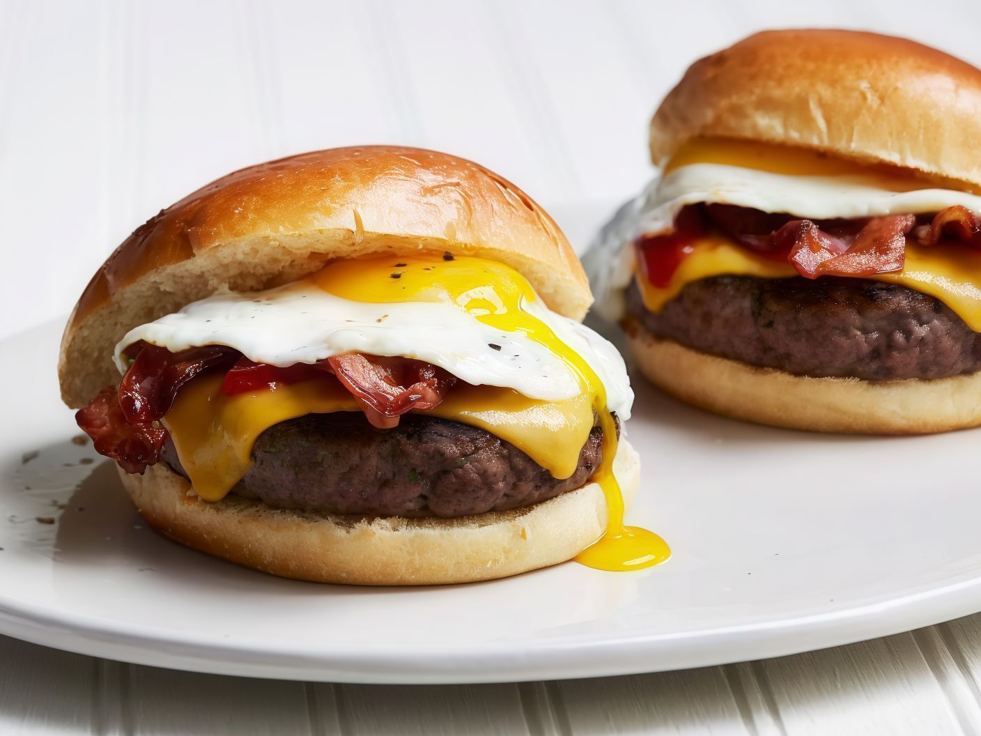 Beef Burger With Cheese And Eggs Sandwich