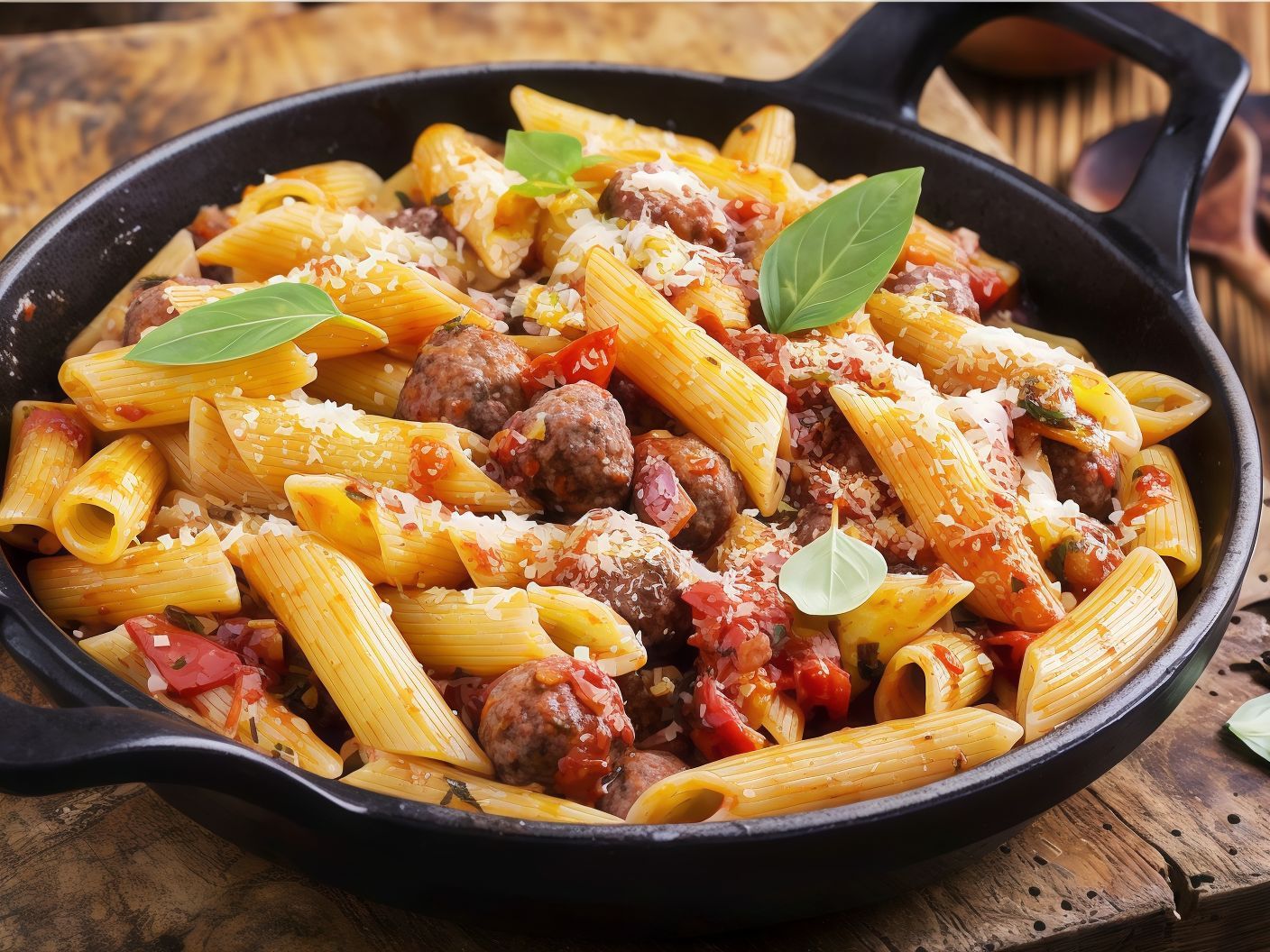 Large Pasta With Kofta and Red Sauce Platter