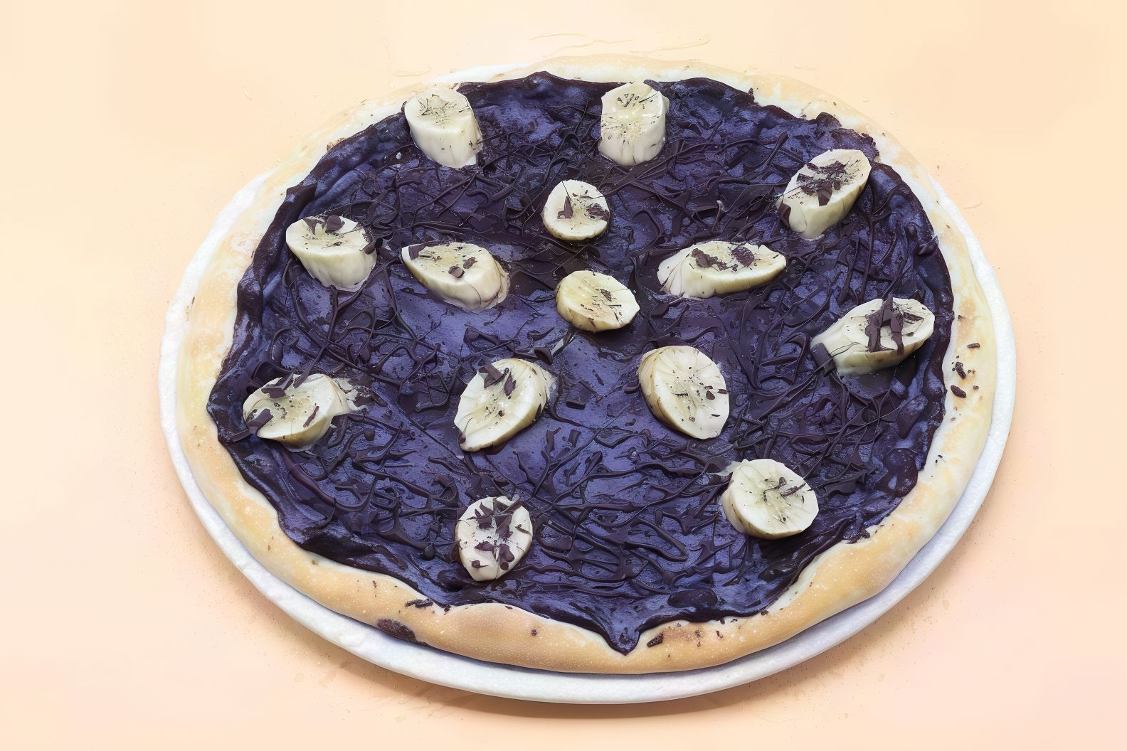 Chocolate and banana pizza