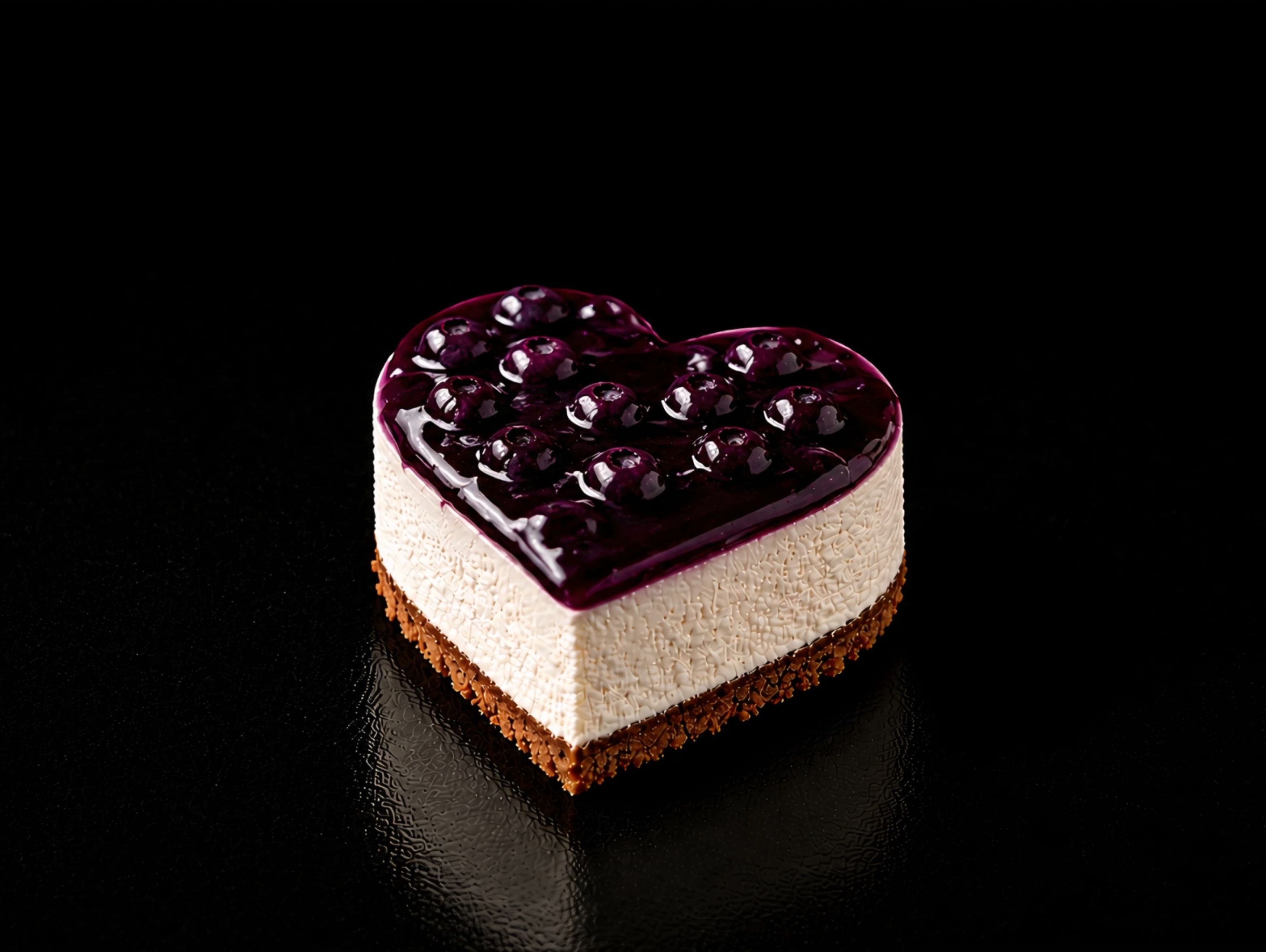 small blueberry cheesecake heart