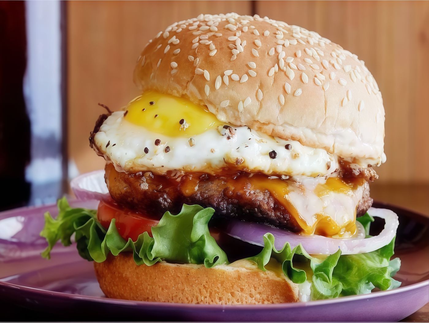 Beef burger with egg