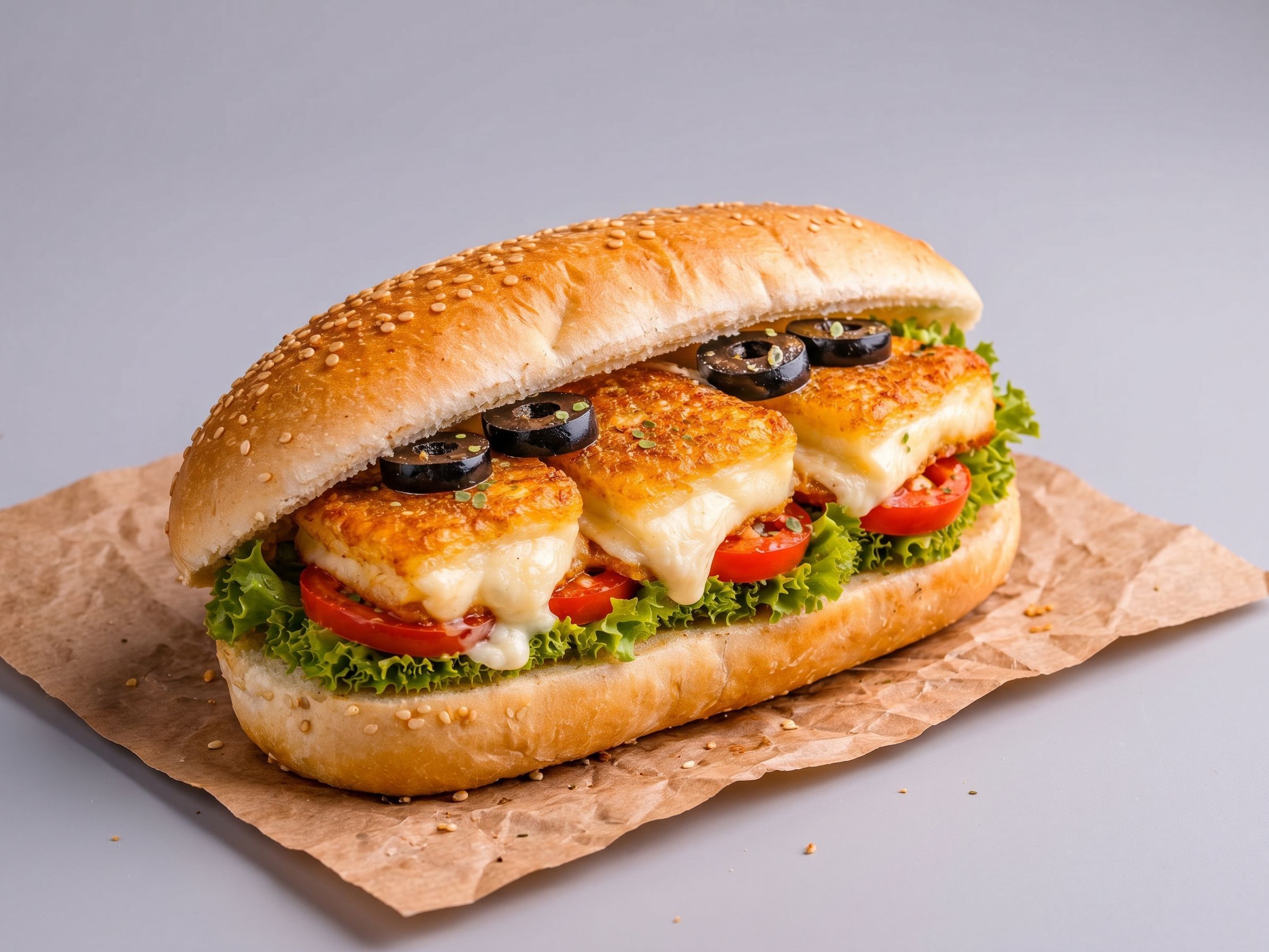 Fried Roumy Cheese Patty Pan Sandwich