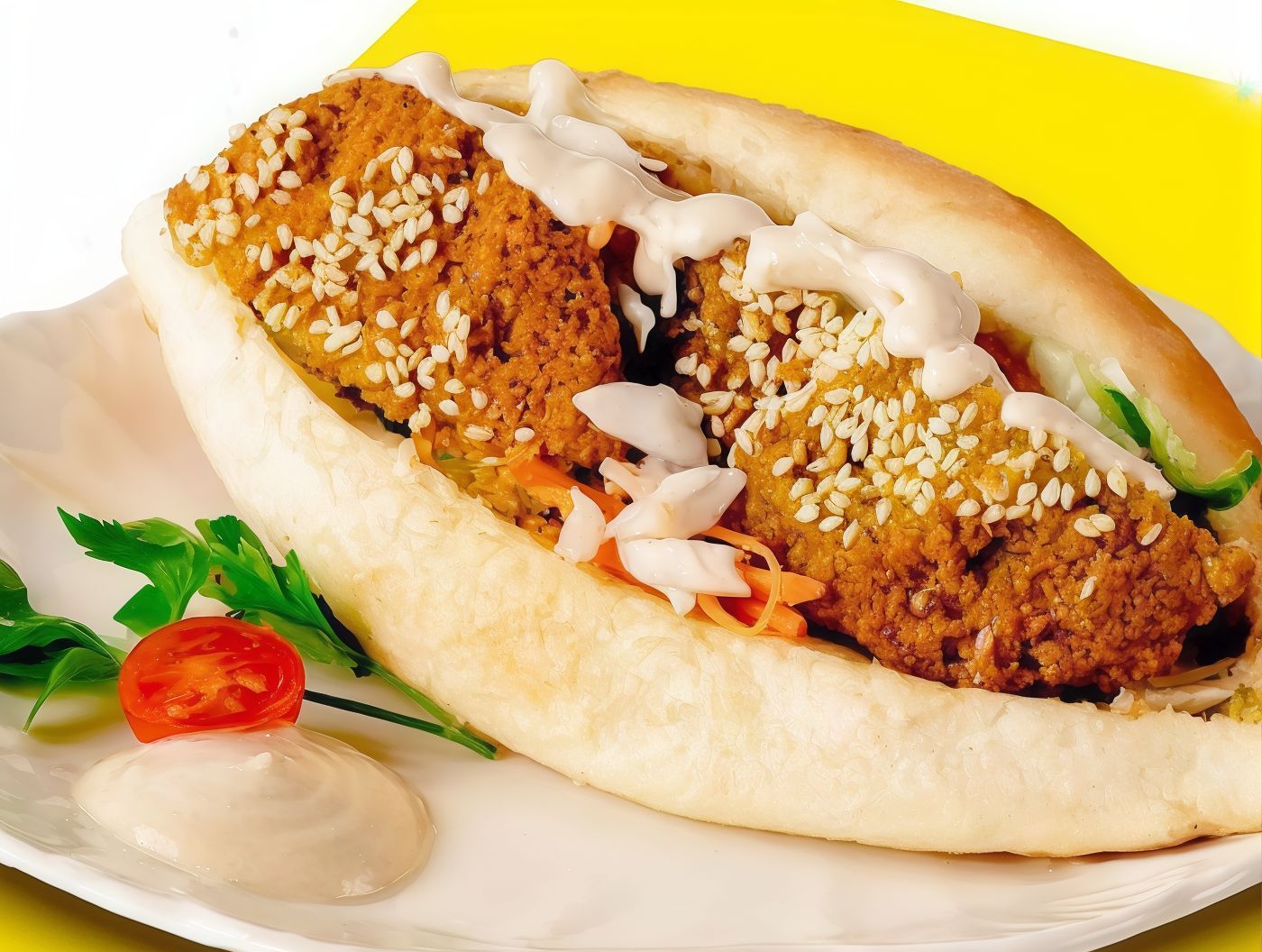 Falafel sandwich in fino bread