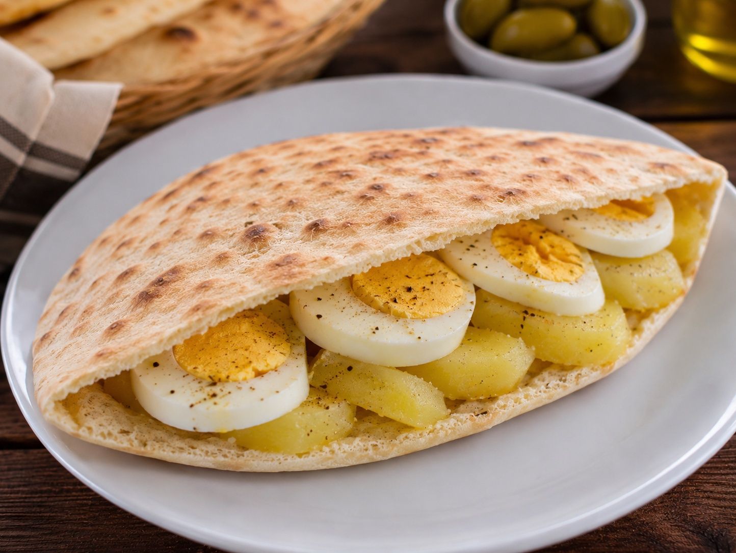 Potatoes with boiled eggs