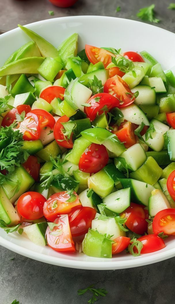 Tomato, cucumber and onion slices dish