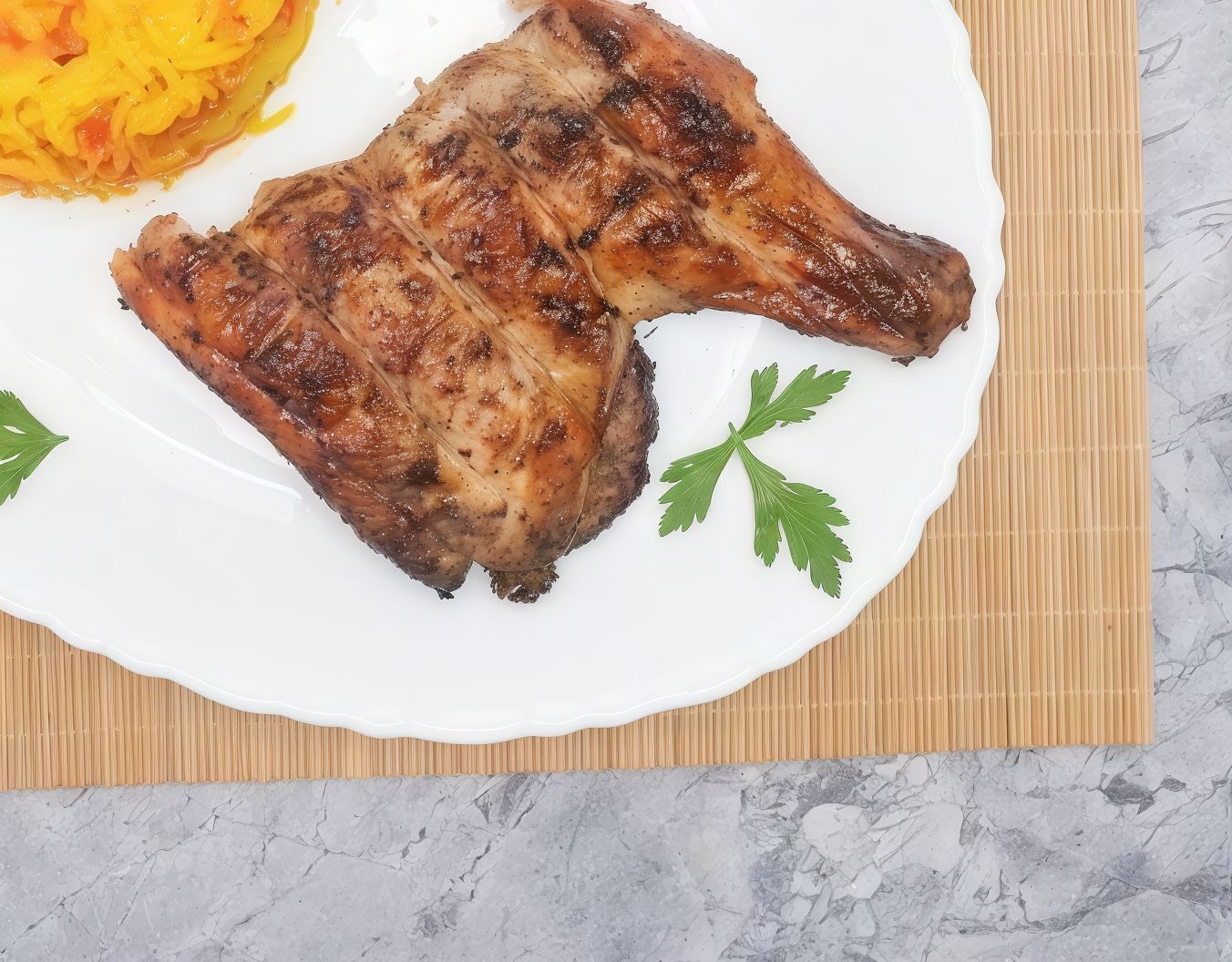 Charcoal grilled chicken meal