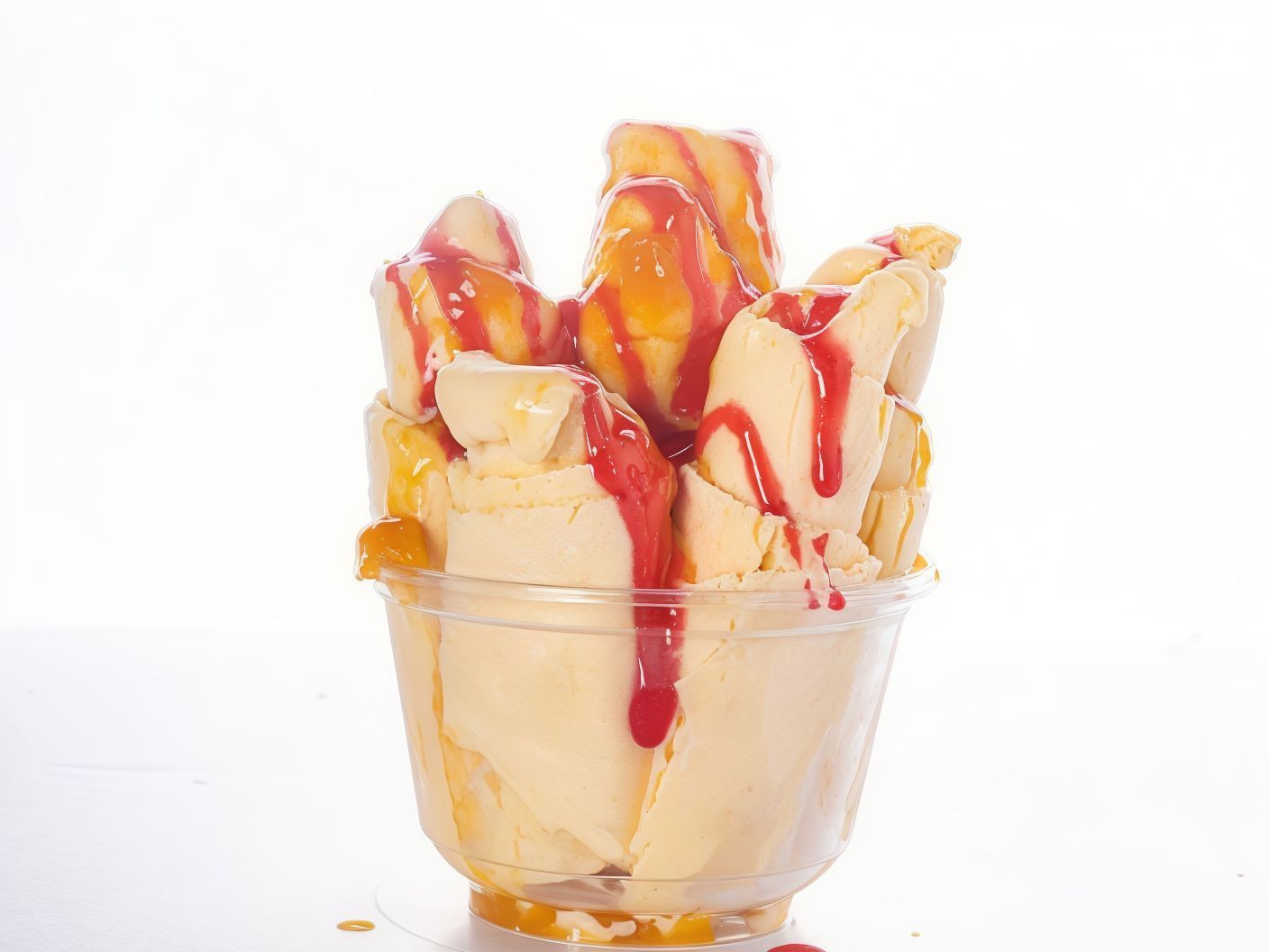 Mango and Strawberry Rolled Ice Cream