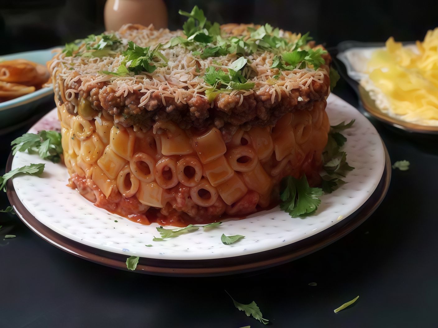 Mix Koshary With Meat Pasta Casserole