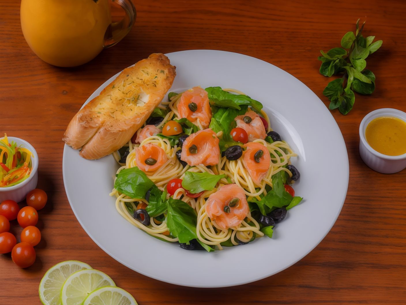 Spaghetti Rocca And Salmon Salad