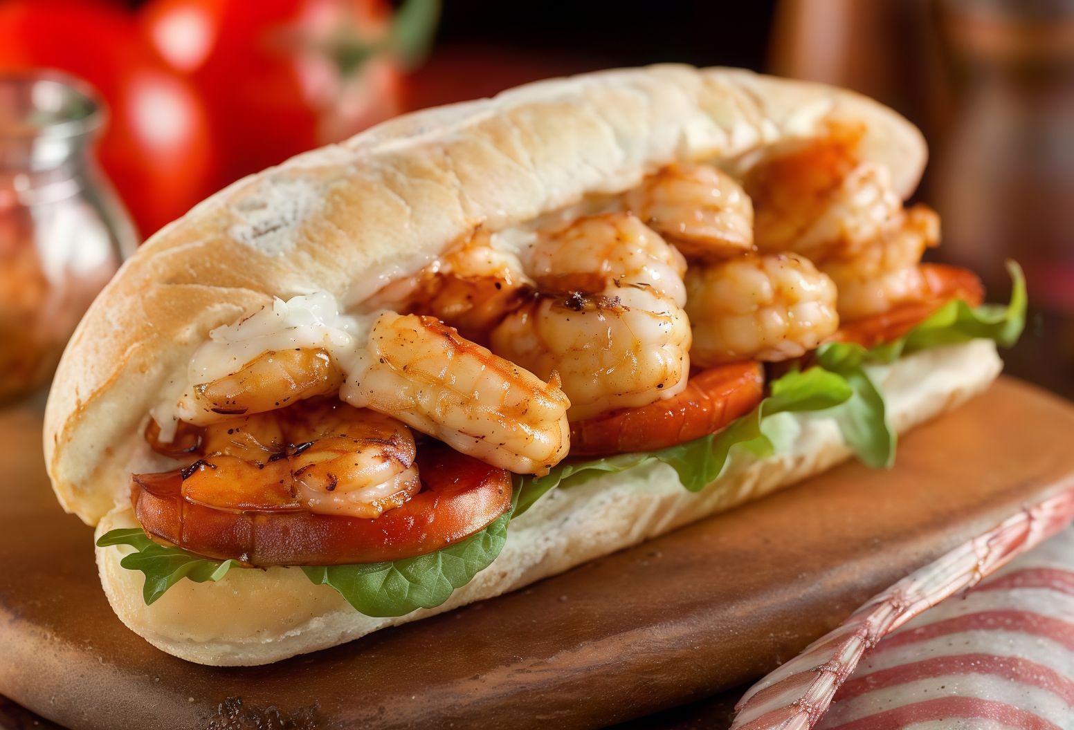 Charcoal Grilled Cajun Shrimp Sandwich