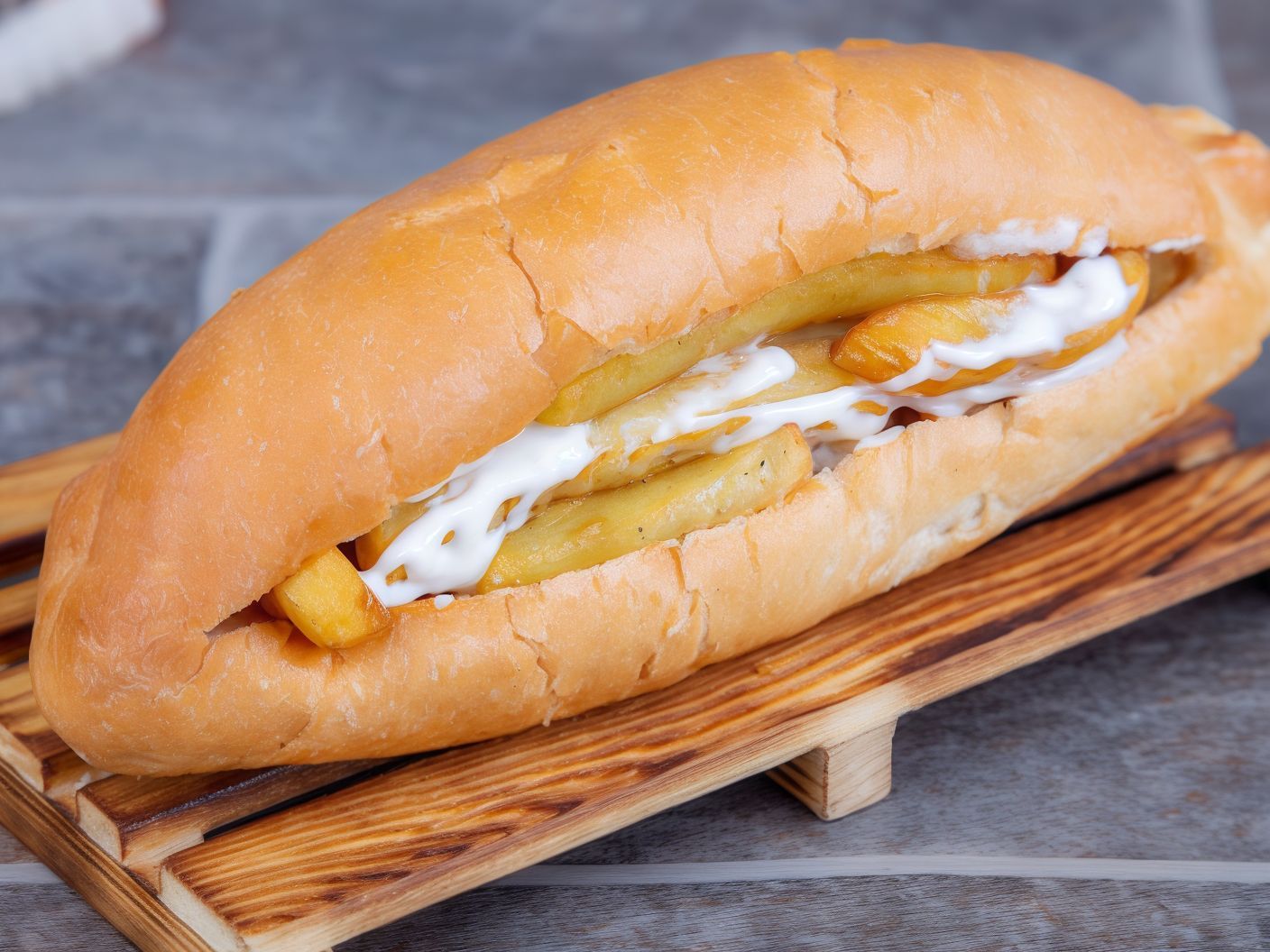 French Fries With Cheese Sandwich