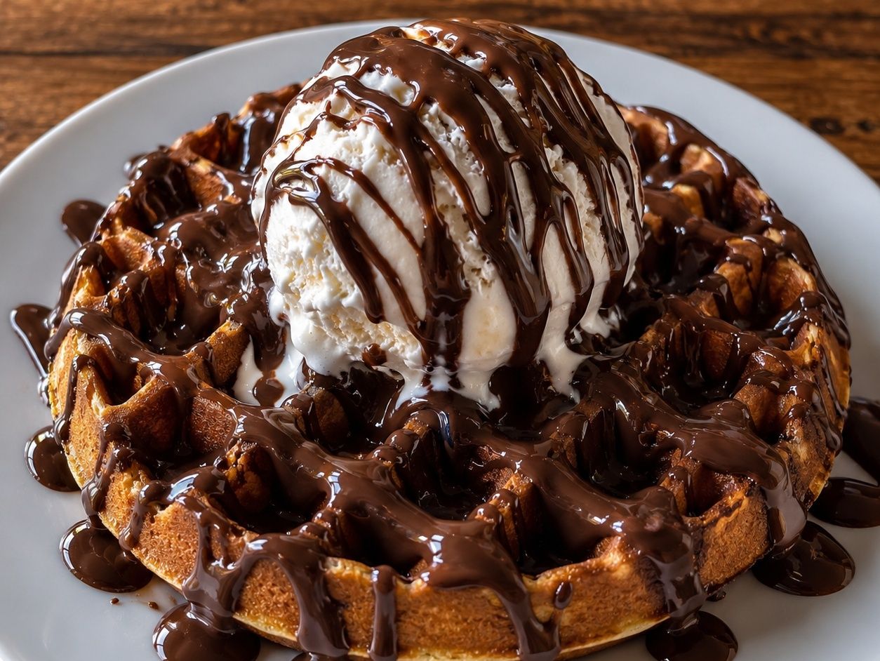 Nutella Chocolate Waffle with Vanilla Ice Cream