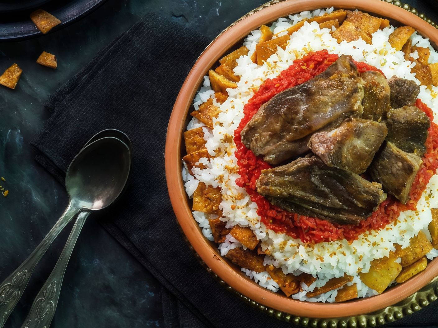 Alexandrian Fatta Tagine with Beef