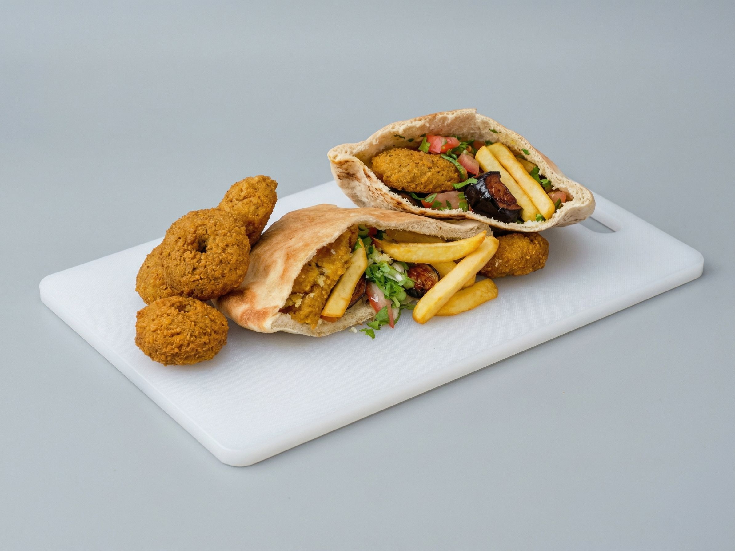 Falafel sandwich with eggplant