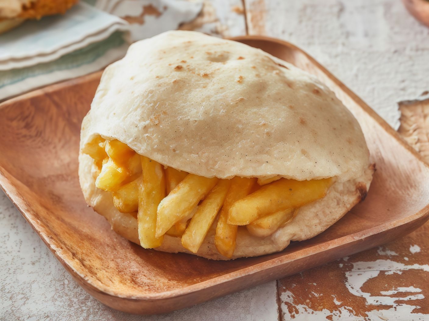 French Fries With Omelette Eggs Sandwich