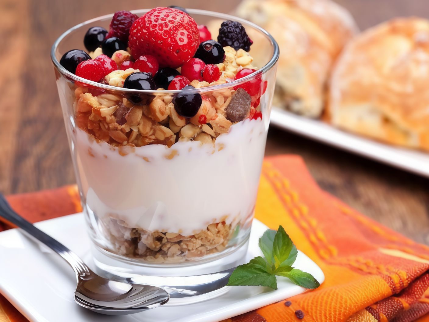 Yogurt Nuts And Cut Fruits