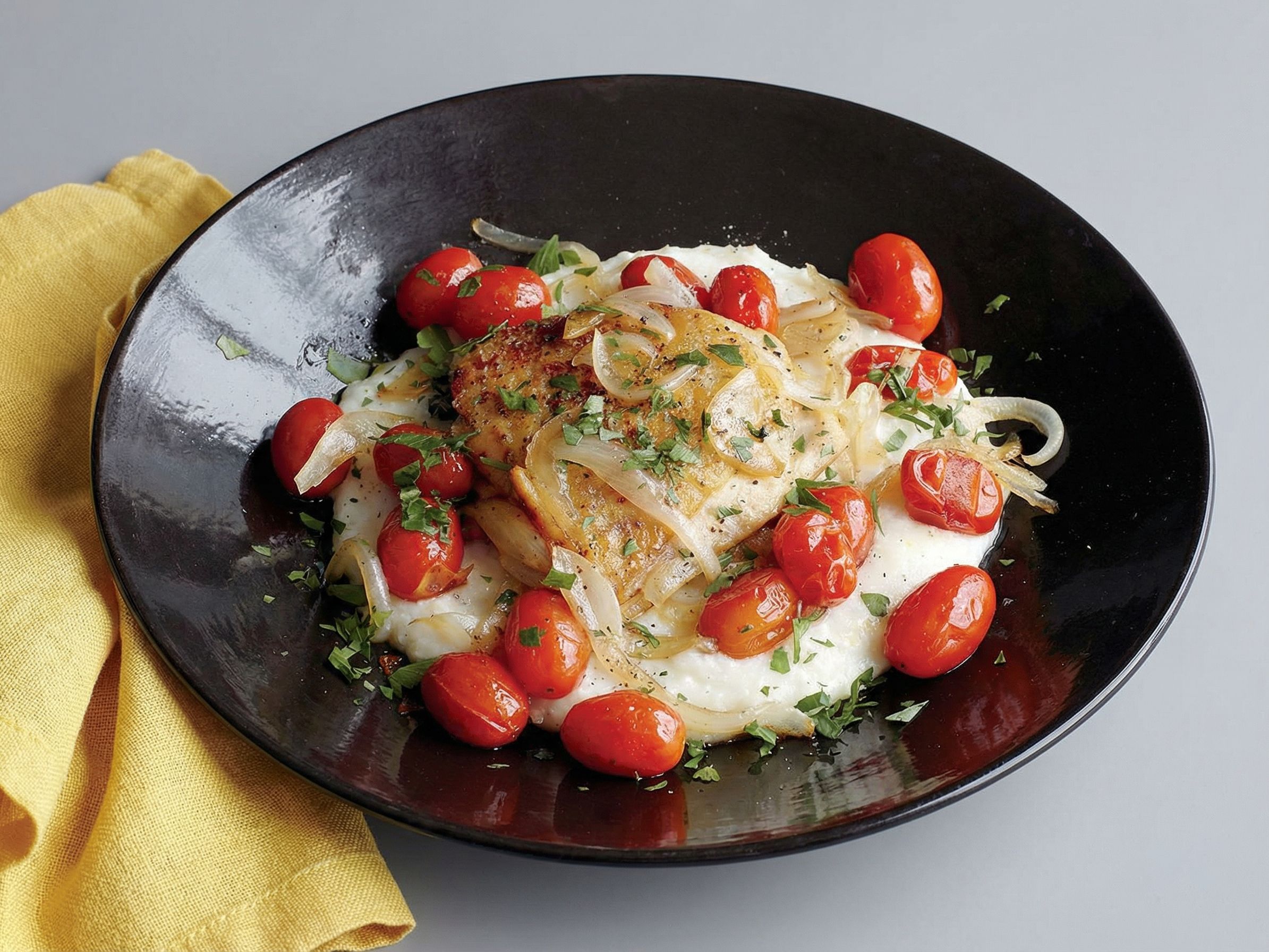 Cheese box with tomato