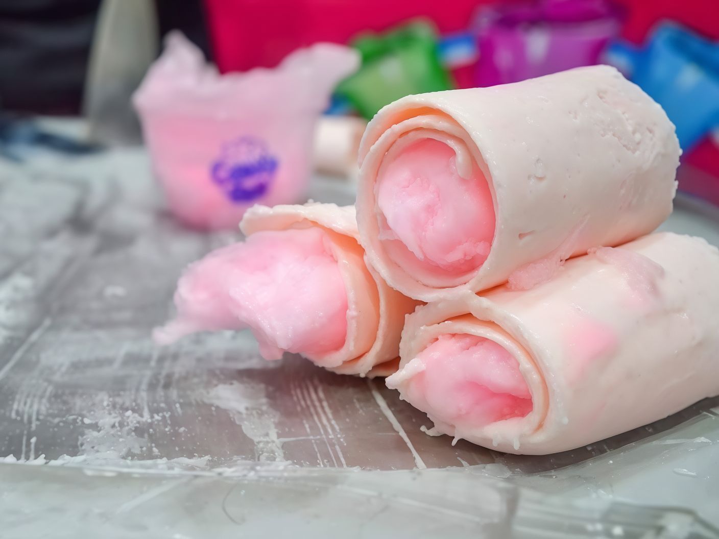 Cotton Candy Ice Cream Roll