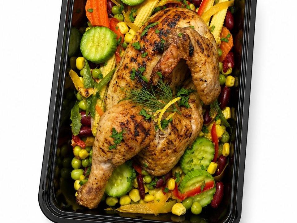 Half grilled chicken meal